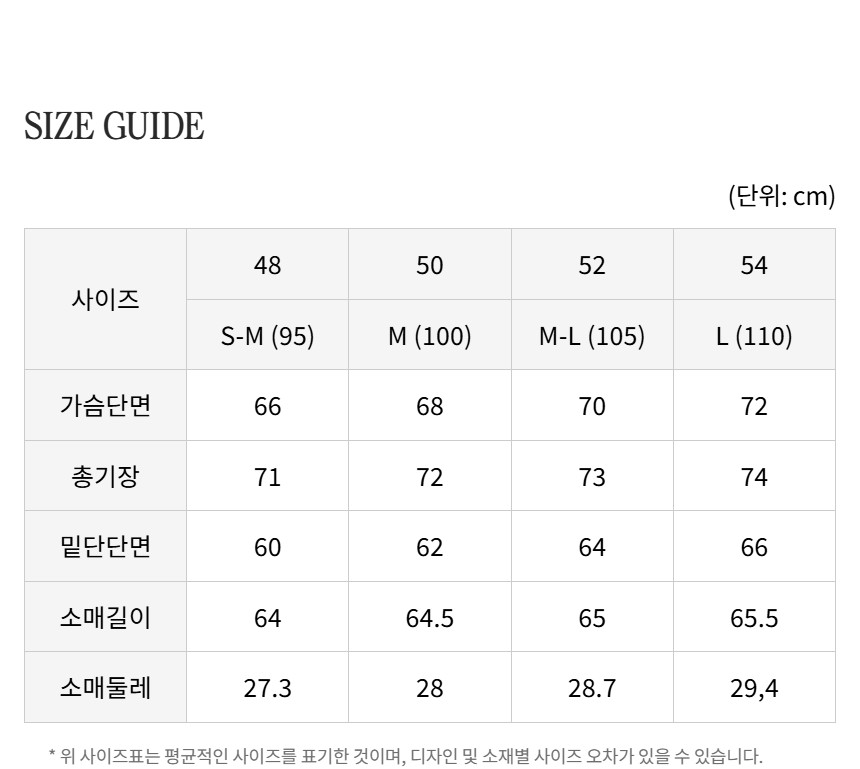 사이즈 정보